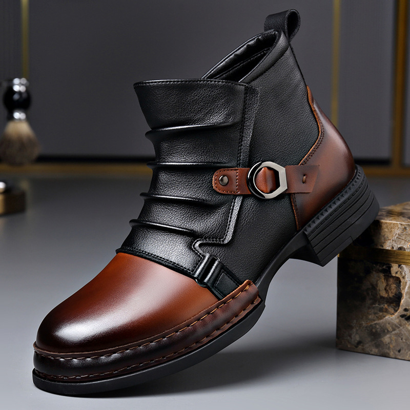 Men'S Shoes Zipper - Jesienno-zimowe retro botki męskie, modne, codzienne,