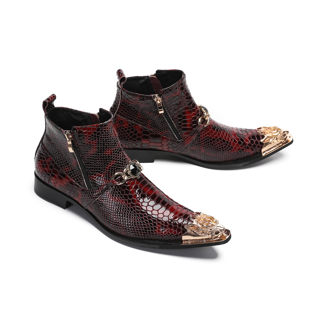 Men'S Shoes Zipper - Modne męskie botki z metalowym ostrym