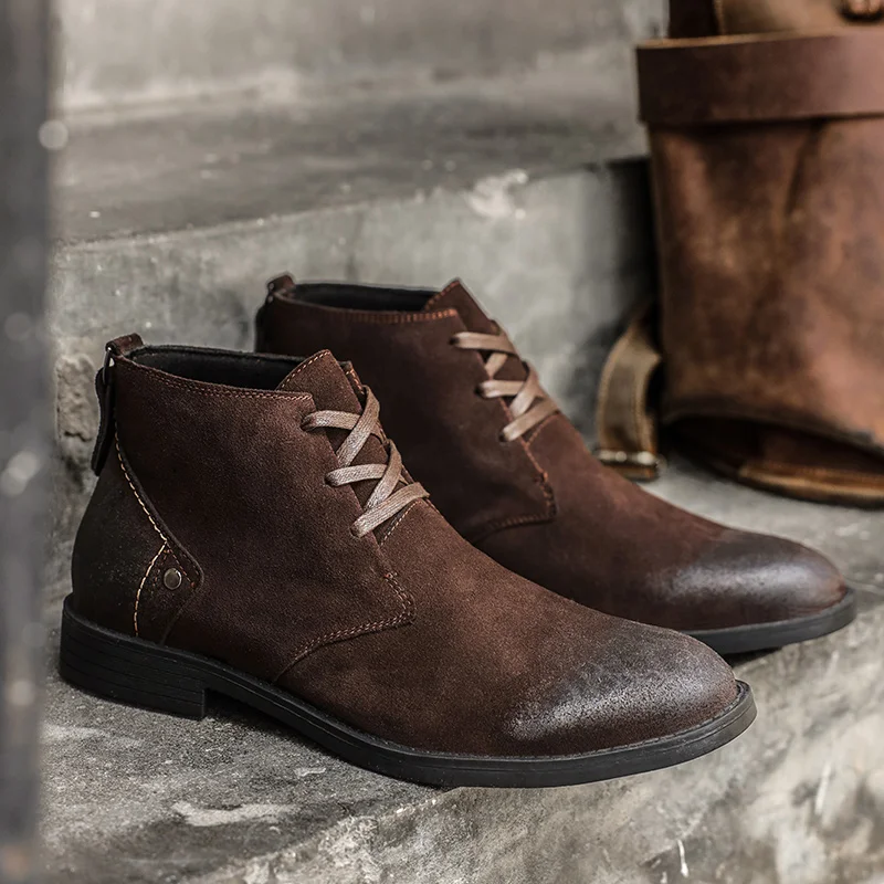 Men'S Shoes Zipper - Nowe botki ze skóry zamszowej, ręcznie