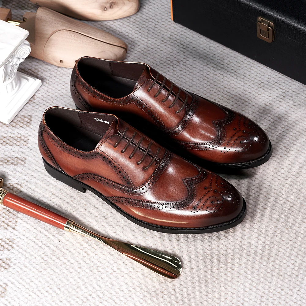Monk Strap Shoe - Brogue Style męskie oksfordzie prawdziwej skóry