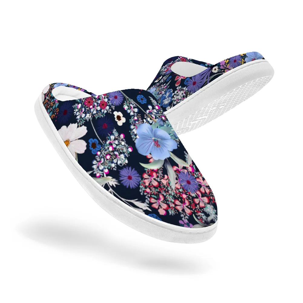 Men Shoes Classic - Klasyczne bawełniane kapcie z kwiatowym wzorem,