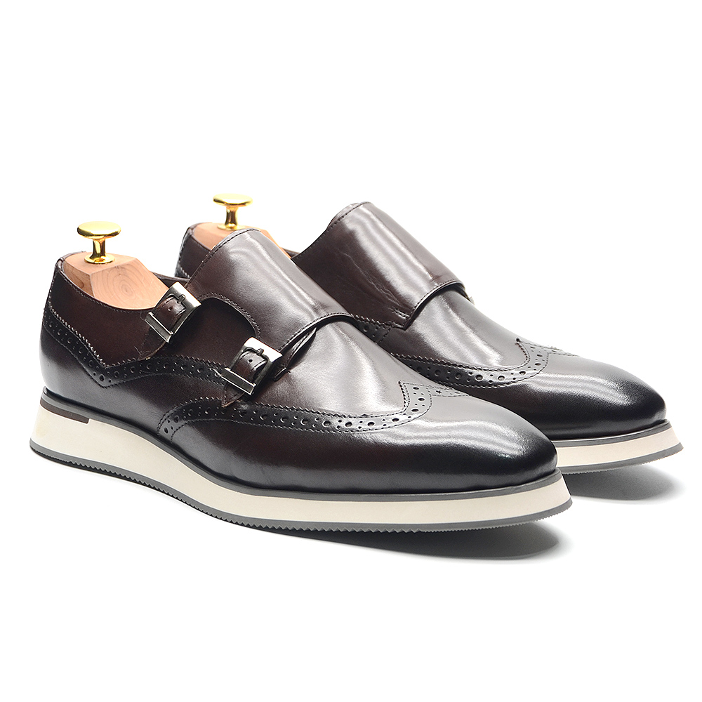 Monk Strap Shoe - Europejskie luksusowe męskie sneakersy ze skóry