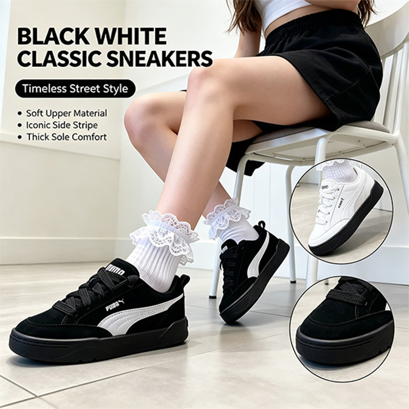 Men'S Shoes Puma Sneakers - Męskie buty Puma 401606-15, czarno-białe, zamszowe,