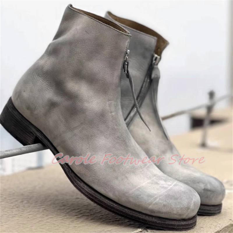 Men'S Shoes Zipper - Męskie botki w stylu brytyjskim z