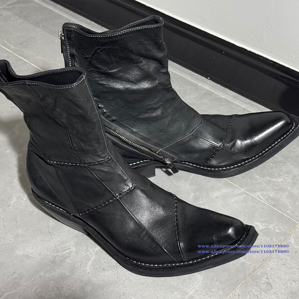 Czarne skórzane męskie botki z – Men'S Shoes Zipper recenzja i cena