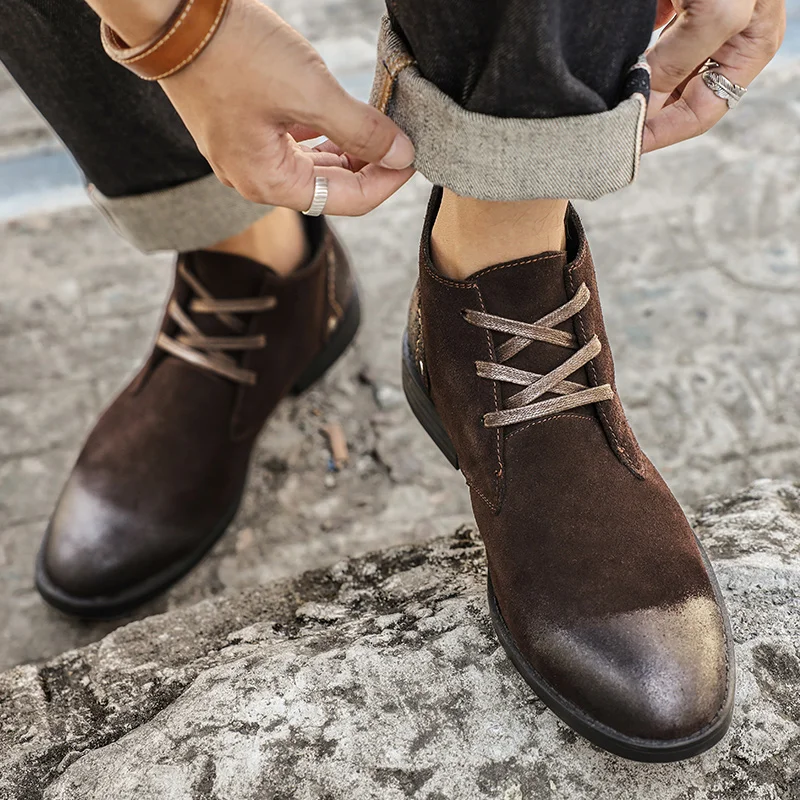 Nowe botki ze skóry zamszowej, – Men'S Shoes Zipper recenzja i cena